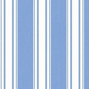 Ticking Stripe (Medium) - White on Cornflower Blue   (TBS211)