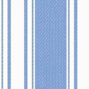 Ticking Stripe (Large) - White on Cornflower Blue   (TBS211)