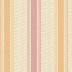 Ticking Stripe (Medium) - Dusty Rose Pink and Peach on Cream  (TBS211)