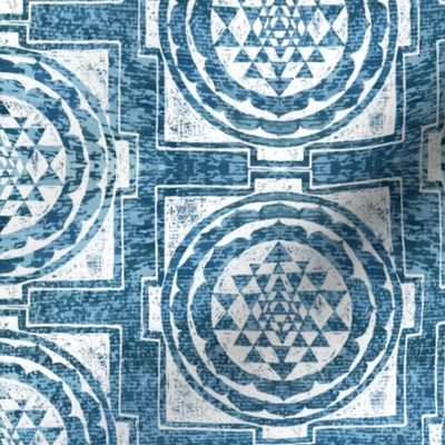 sri yantra flower of life indigo bohemian meditation block print fabric