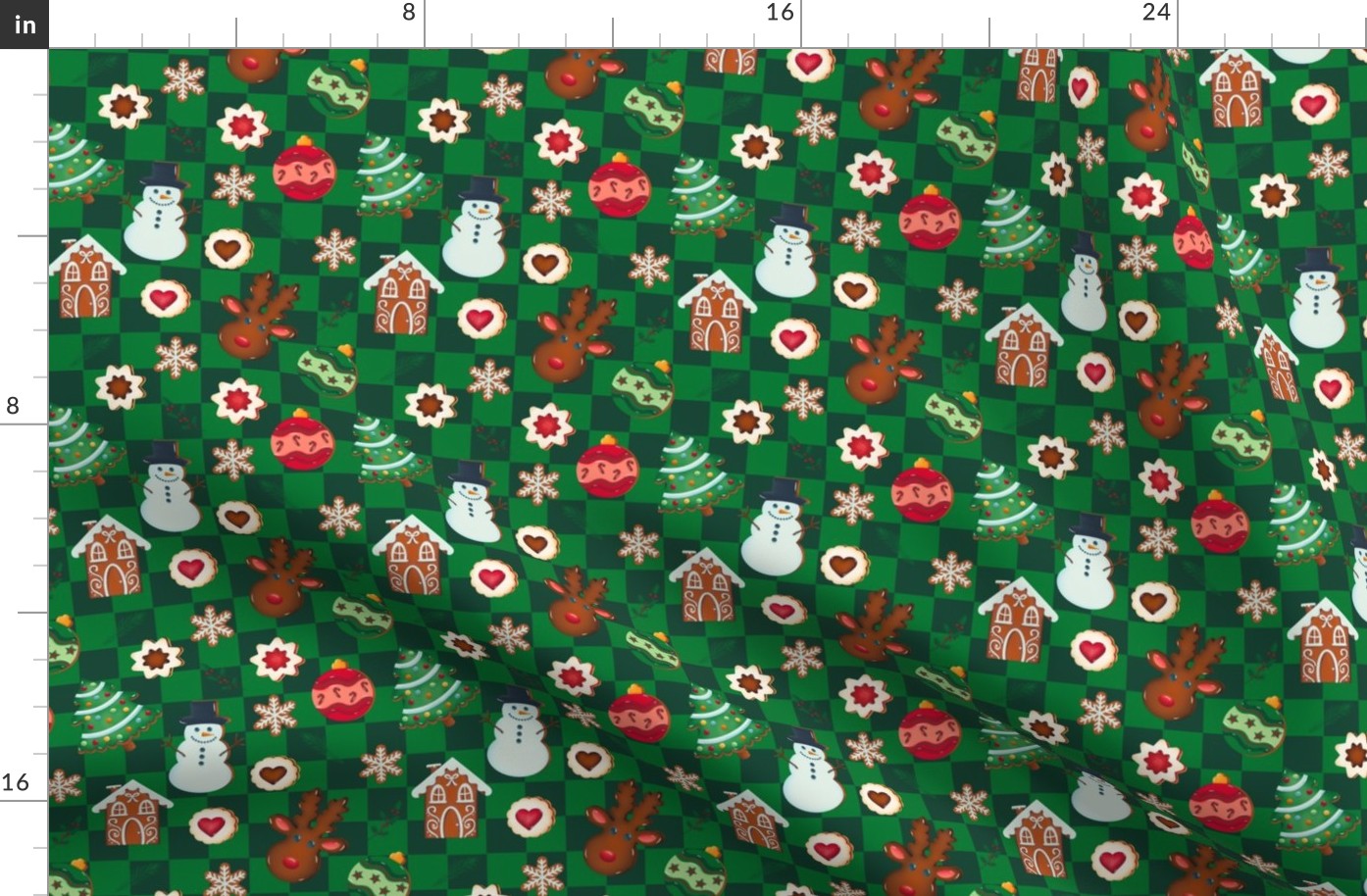 Gingerbread Cookie Bake in Holly Jolly Green - 6 inches - - Kawaii Christmas Kidcore Print