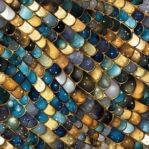 Mermaid Tail Blue and Gold