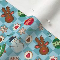 Gingerbread Cookie Bake in Frosty Blue - 3 inches - - Cute Gingerbread Cookie Christmas Print