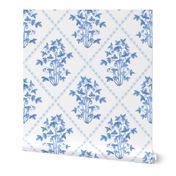 Strawberry Trellis Light Cobalt on White