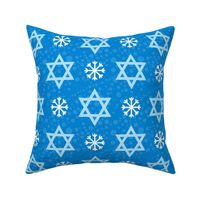 Large Scale Hanukkah Star of David and Snowflakes Blue and White