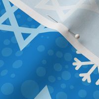 Large Scale Hanukkah Star of David and Snowflakes Blue and White