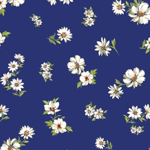 Cute Daisy Floral on Blue