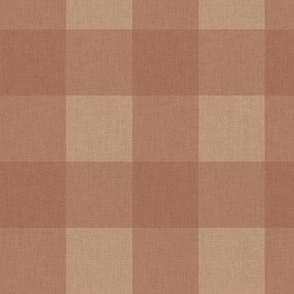 Linen gingham - rustic terracotta 