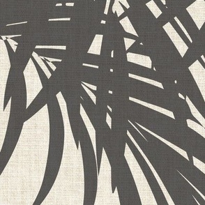 Jumbo palm fronds - linen texture charcoal 