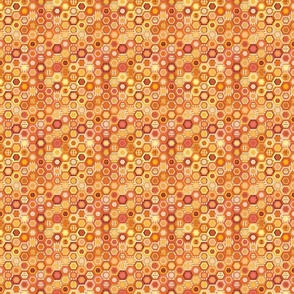 Multicolored Hexagons, orange plaids, 4 inch