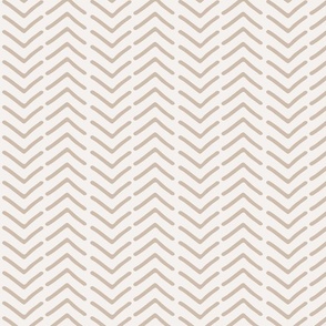 Hand drawn organic chevron/herringbone - beige/tan on creamy white