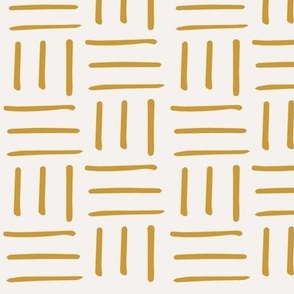 Hand drawn woven checker - gold on creamy white