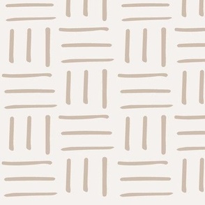 Hand drawn woven checker - beige/tan on creamy white