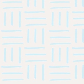 Hand drawn woven checker - light blue on white