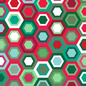Multicolored Hexagons, Christmas, 24 inch