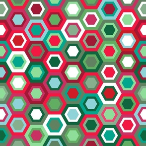Multicolored Hexagons, Christmas, 18 inch
