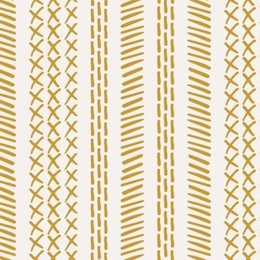 Mudcloth inspired hand drawn tribal stripe - gold and creamy white