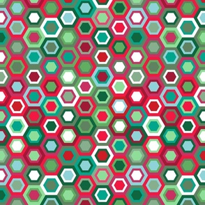 Multicolored Hexagons, Christmas, 12 inch