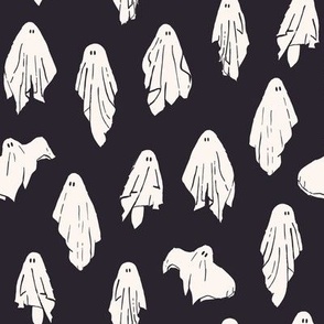 Sheet ghosts on charcoal, 8 inch repeat