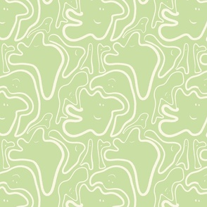 Funny Little Ghost Faces - pastel green background - kids room SMALL