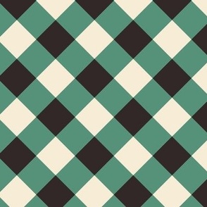 Classic Festive Diamond Checkered - Black and Green | #P230683