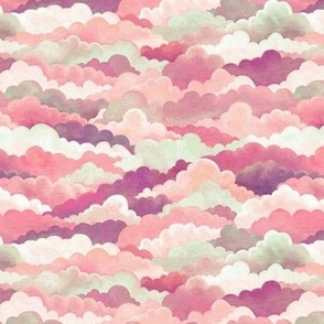 Dreamy Sunset Cloudscape in Peach, Pink, Cream and Mauve Small