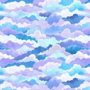 Dreamy Cloudscape in Lavender Purple, Aqua and Blue Small