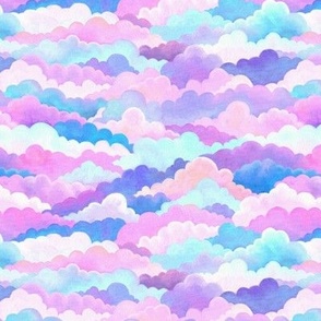 Dreamy Cloudscape in Pink, Purple, Aqua and Blue Medium 