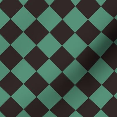 Classic Festive Diamond Checkered - Black and Green | #P230684