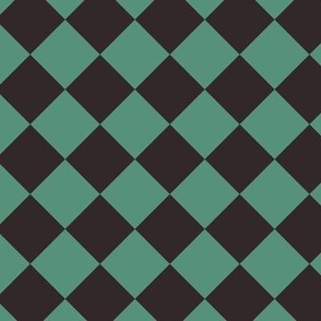 Classic Festive Diamond Checkered - Black and Green | #P230684