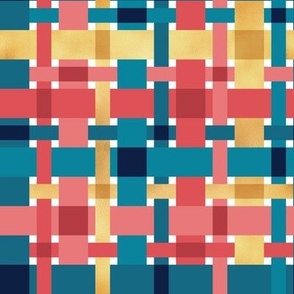 Normal scale // Modern Christmas plaid // blue red and gold