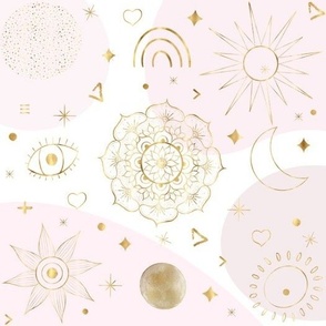 Boho Astrology Gold Celestial Pattern