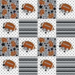 Smaller Patchwork 3" Squares Team Spirit Football Stars and Stripes Las Vegas Raiders Black Silver and White for Cheater Quilt or Blanket
