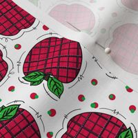 Red Plaid Apples on White