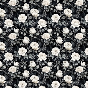 Rose Floral Dark Moody Pattern Powder Room Bathroom Accent Wallpaper (3)