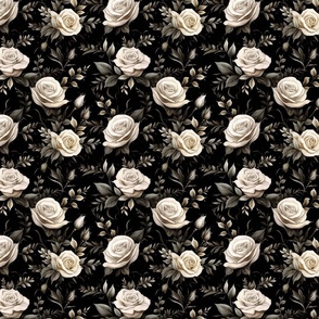 Rose Floral Dark Moody Pattern Powder Room Bathroom Accent Wallpaper (5)
