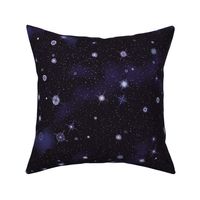 Indigo purple sky at night, star gazer pattern in purples 