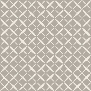 argyle grid - cloudy silver taupe_ creamy white - simple hand drawn geo