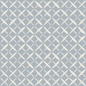 argyle grid - creamy white_ french grey blue - simple hand drawn geo