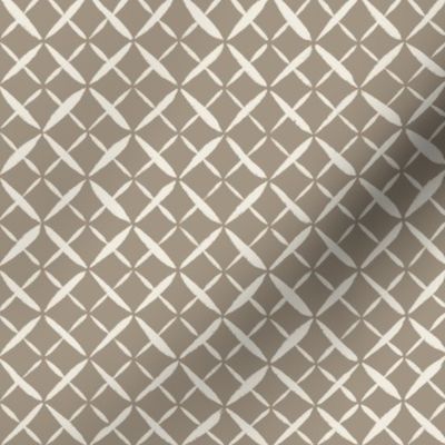 argyle grid - creamy white_ khaki brown - simple hand drawn geo