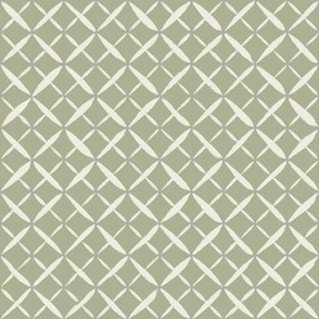 argyle grid - creamy white_ light sage green - simple hand drawn geo
