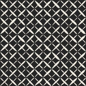 argyle grid - creamy white_ raisin black - black and white simple hand drawn geo