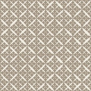 diagonal mesh - creamy white_ khaki brown - hand drawn lace grid