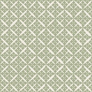 diagonal mesh - creamy white_ light sage green - hand drawn lace grid