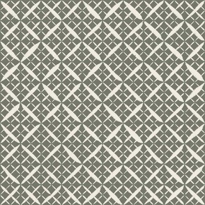 diagonal mesh - creamy white_ limed ash green - hand drawn lace grid