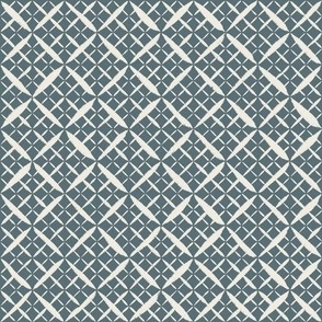 diagonal mesh - creamy white_ marble blue teal - hand drawn lace grid