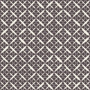 diagonal mesh - creamy white_ purple brown - hand drawn lace grid