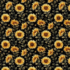 Sunflower Scatter Accent Wallpaper Floral Bright and Moody (6)