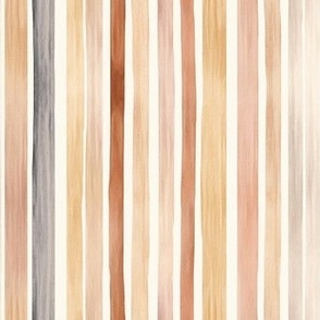 Watercolor Ticking Stripes Bold, Brown, orange, tan, beige