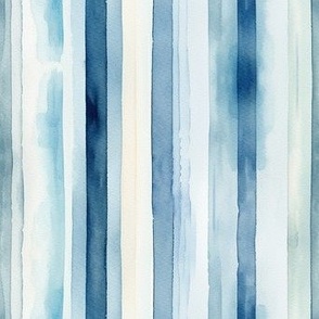 Aegean Bold Watercolor Blue Stripes || Nautical Design Bold Ticking Stripe French Nursery Line Linen Pillow